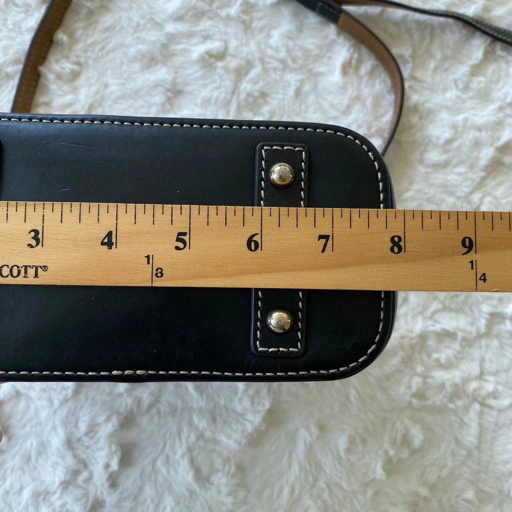 Dooney & Bourke Crossbody Bag Small Black Leather Domed Purse Classic Luxury